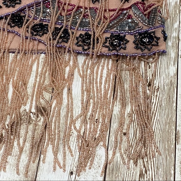 Nasty Gal Studio Joni Embellished Beaded Boho Skirt Size 4 - Picture 13 of 16